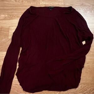 Banana Republic Burgundy Long Sleeve Relaxed Tee with Crew Neck